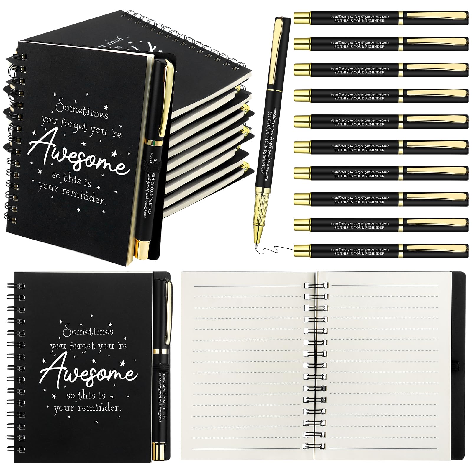 HAOWANWW 10 Pack Employee Appreciation Gift Thank You Gifts With Motivational Ballpoint Pens A6 Notebook Journals Business Inspirational Team Together Notebooks for Boss Coworker Colleague Office