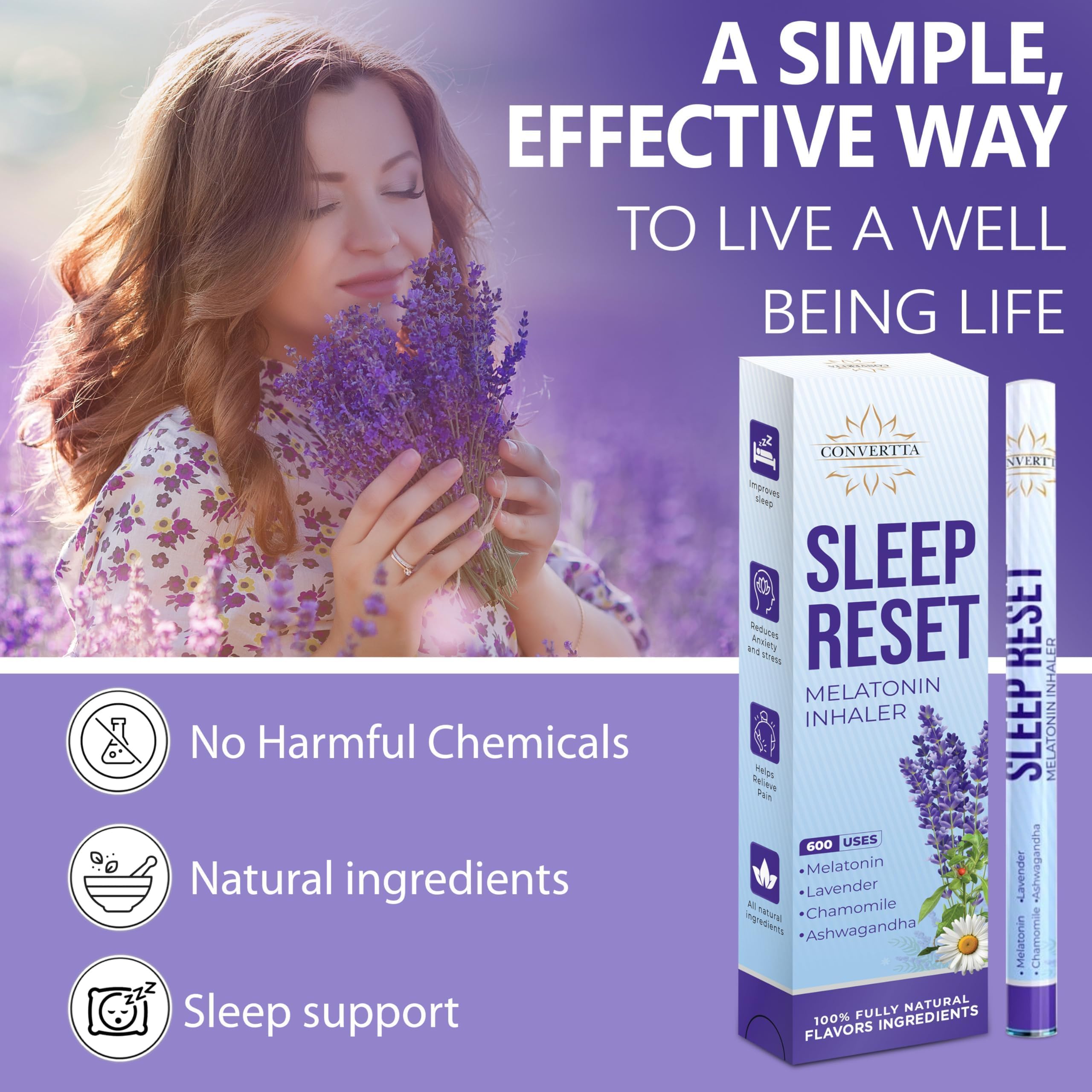 Melatonin Stick with Lavender, Chamonile and Ashwagandha with for Sleep Support and Stress Relief (3)
