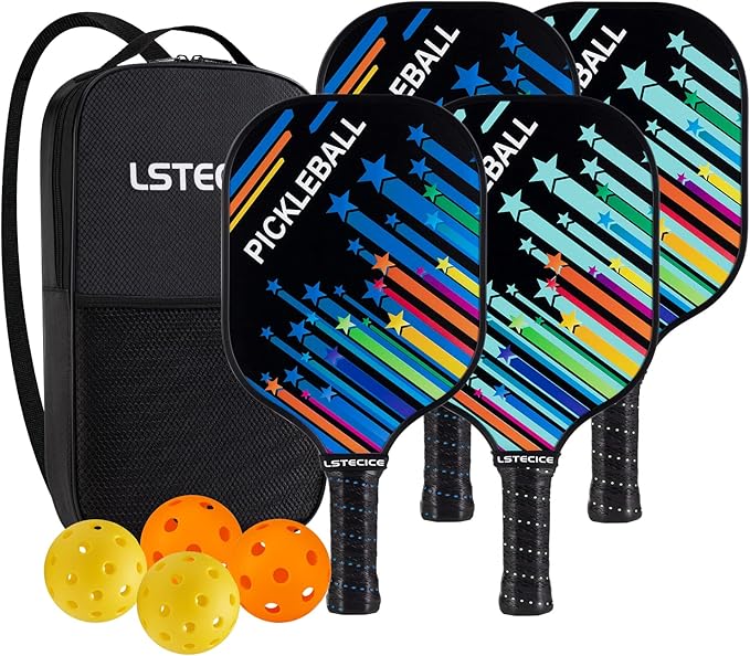 Pickleball Paddles Set of 4 Pickleball Rackets Lightweight Pickleball