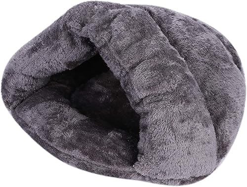 Vista 5 de Tienda de campaña para perros pequeños, cama de casa cueva cálida para interiores, agujero para nido, portátil, suave, para invierno, lavable, Gris