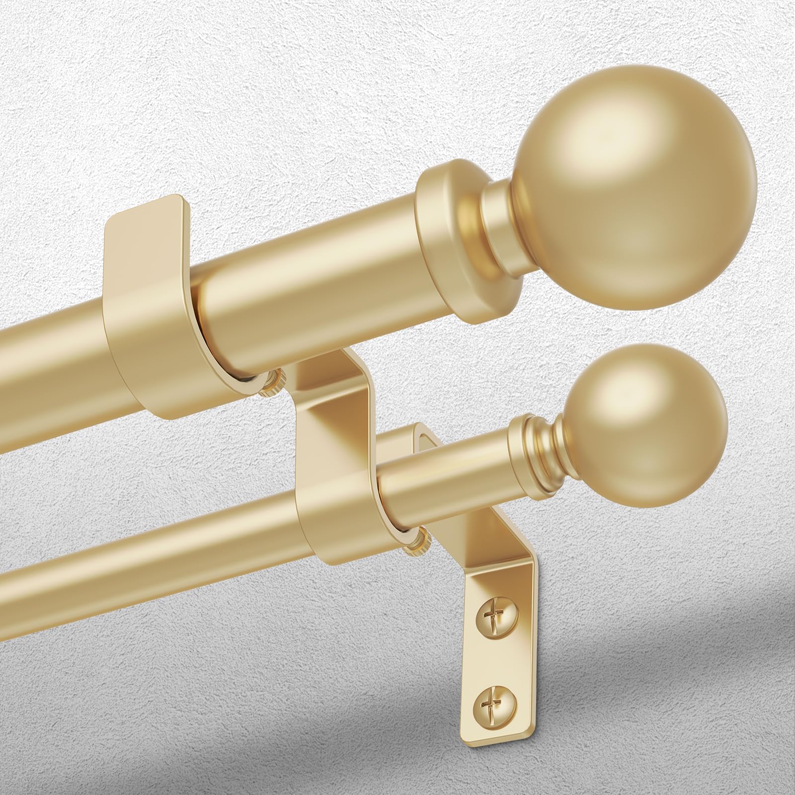 Photo 1 of Wolistsa Double Curtain Rod 36-91 Inch, Gold Dual Curtain Rods for Windows, 1 Inch Decorative Adjustable Heavy Duty Telescopic Spliced Window Treatment Rods Set for Bedroom Living Room Farmhouse