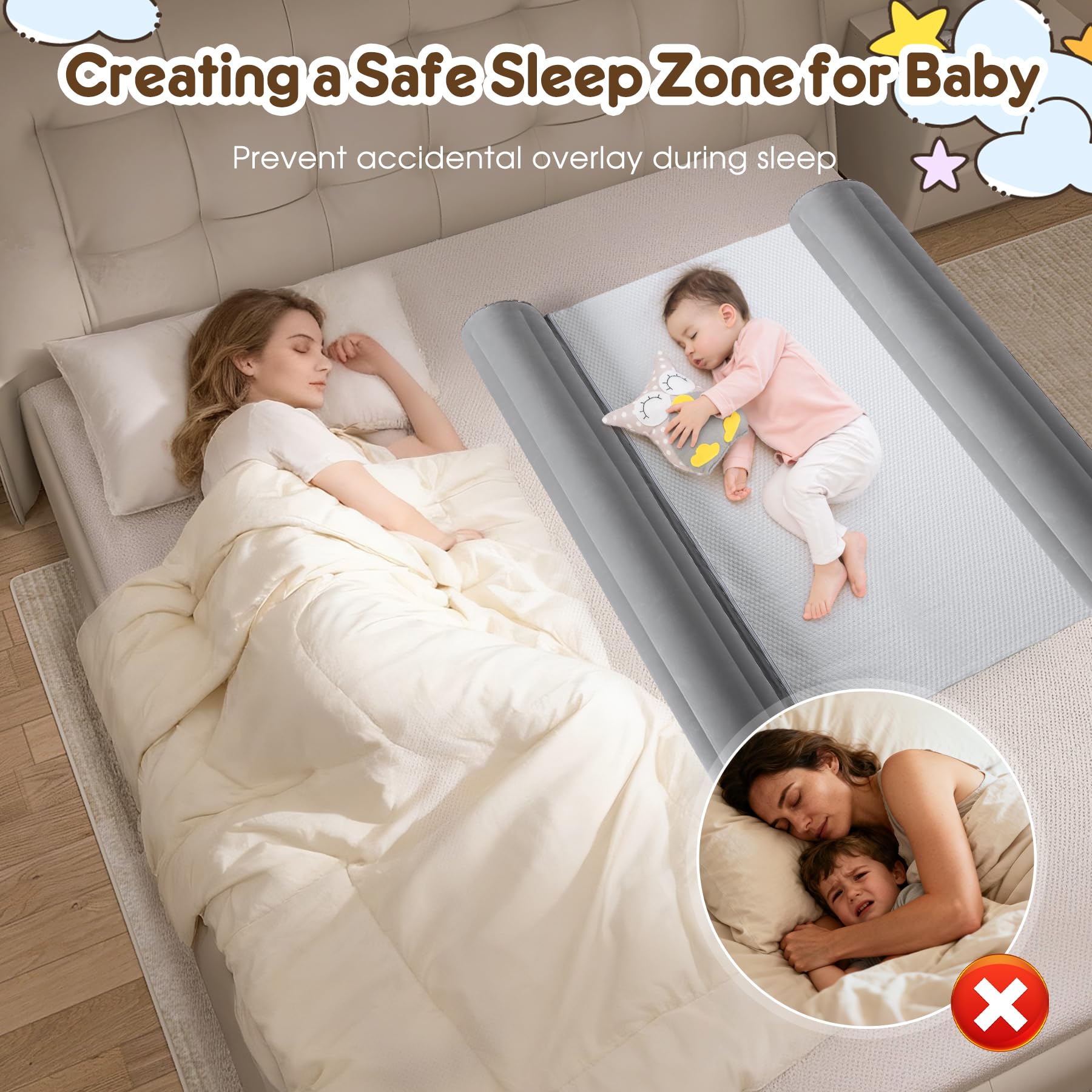 EVINYEP 2PCS Upgrade Inflatable Bed Bumper - Image 3