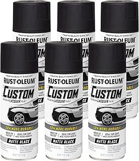 332289-6PK Automotive Custom Lacquer Spray Paint, 11 oz, Matte Black, 6 Pack