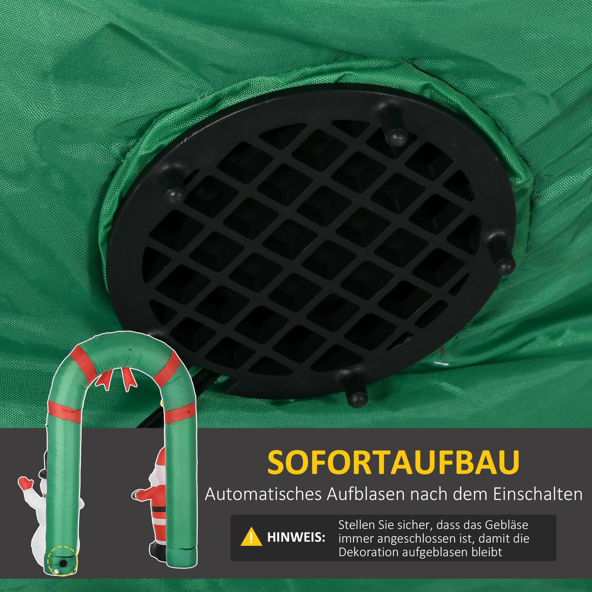 HOMCOM Aufblasbarer Weihnachtsbogen 245cm mit Schneemann, LED-Lichter | Weihnachts-Torbogen, Weihnachtsmann, Weihnachtsdeko Outdoor, für Garten Rasen Hof Urlaub