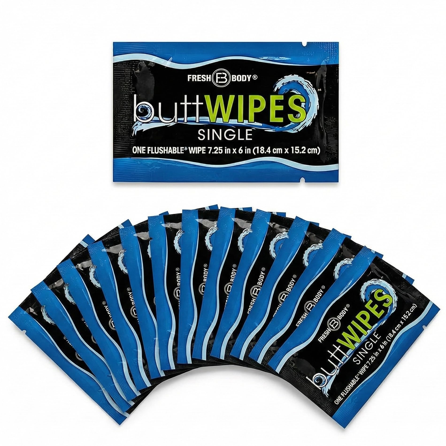 buttWIPES Flushable Wipes for Adults 15 Count, Individually Wrapped Travel Flushable Butt Wipes - Extra-Large On-the-Go Singles Wet Wipes, Alcohol-Free with Aloe and Vitamin E, No Added Fragrance