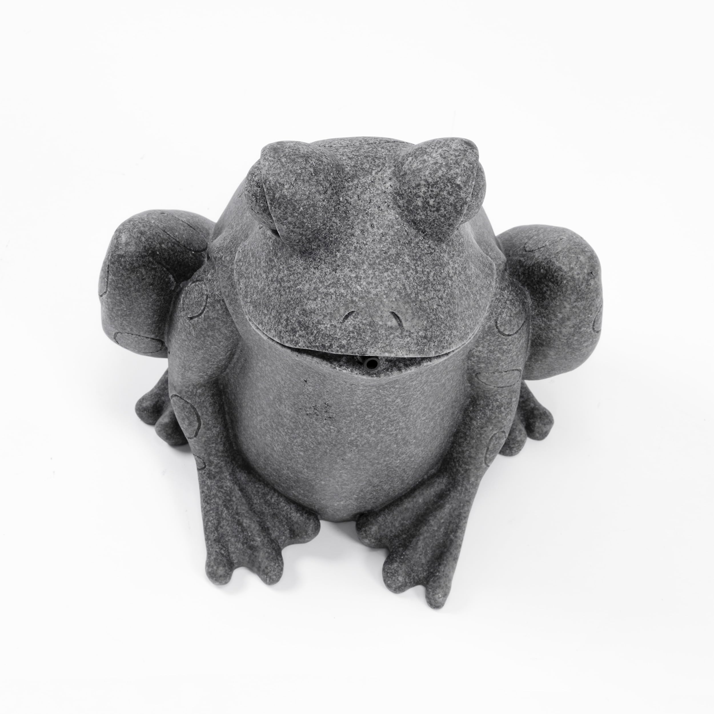 Esotec Wasserspeier Frosch in Natursteinoptik, Brunnenfigur für Teich & Garten aus Polyresin, Gartenfigur mit 3m Schlauch, Wasserspiel Figur, 31x36x30cm 100748