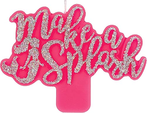 Amscan Barbie Mermaid Make A Splash - Vela brillante, 3 18 x 4 14 pulgadas, purpurina rosa