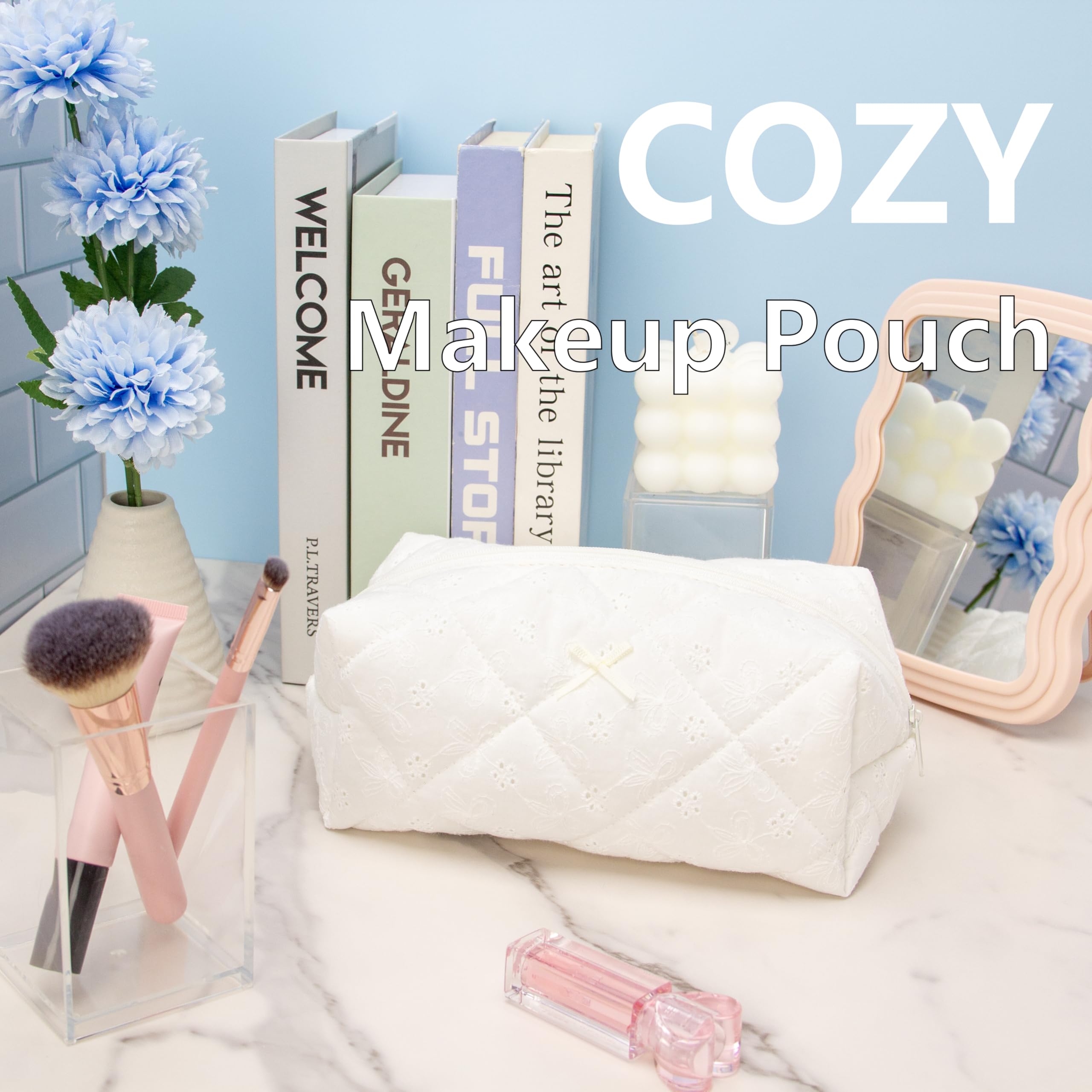 PAZIMIIK 6-teiliges gemütliches Make-up-Taschen-Set, Reise-Kosmetiktasche für Damen, weiche Kulturbeutel, ästhetischer Make-up-Organizer, tragbar, große Reißverschlusstasche für Hautpflege