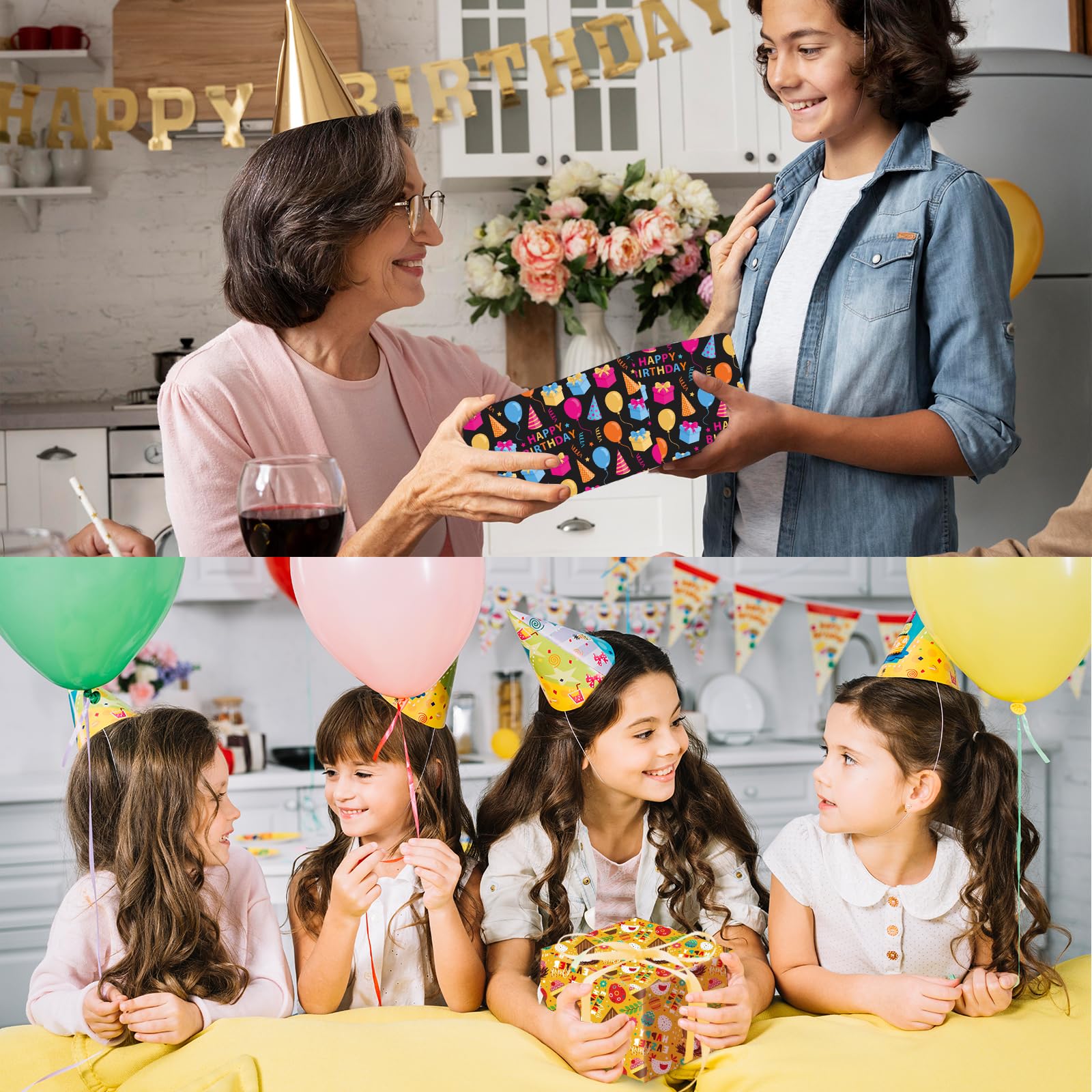 Papier Cadeau Anniversaire, 24 Feuilles De Papier Papier D' Emballage