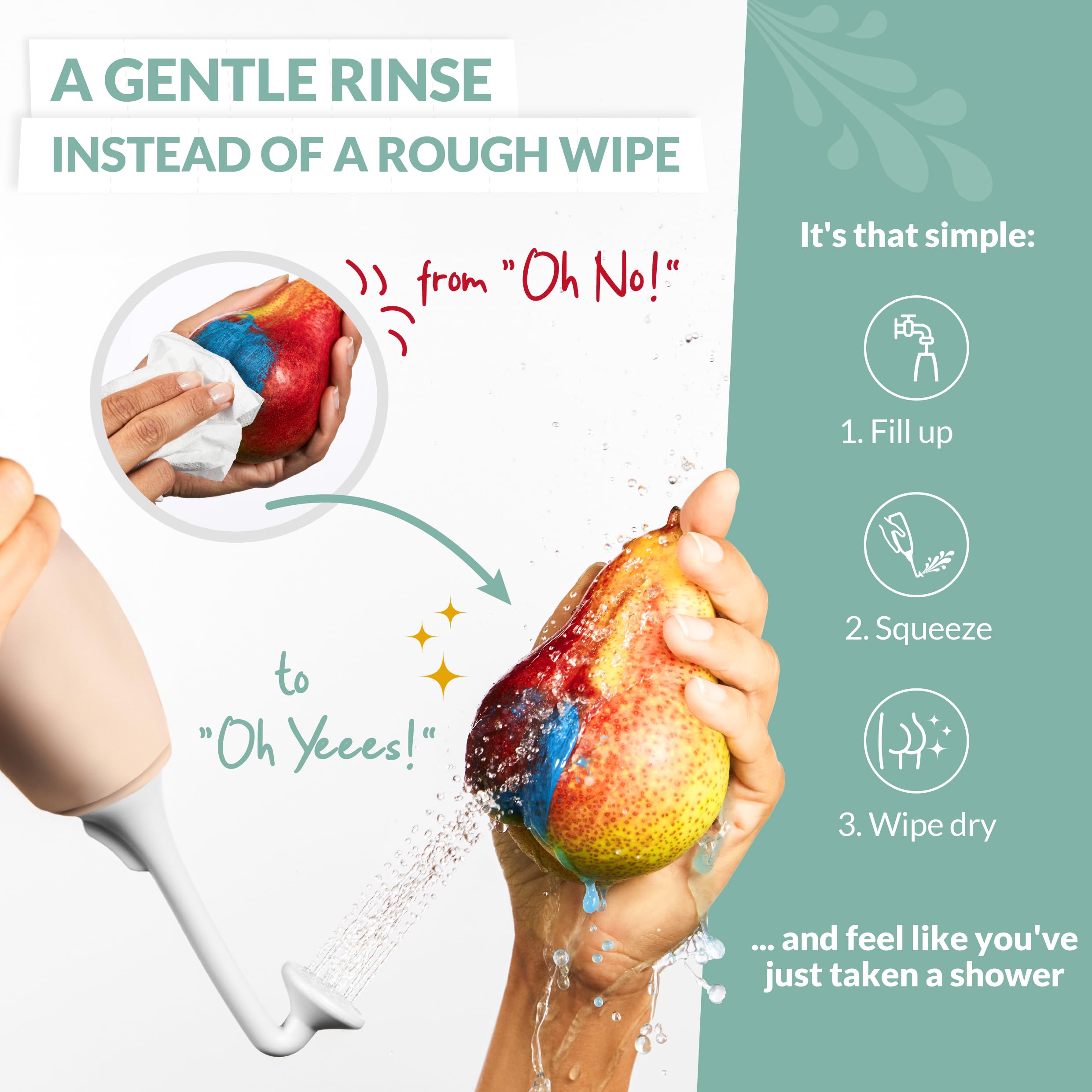 Hey Nature Portable Bidet White, Peri Bottle for Gentle Hygienic Cleansing. Bidet Sprayer as Postpartum Essentials - Image 4