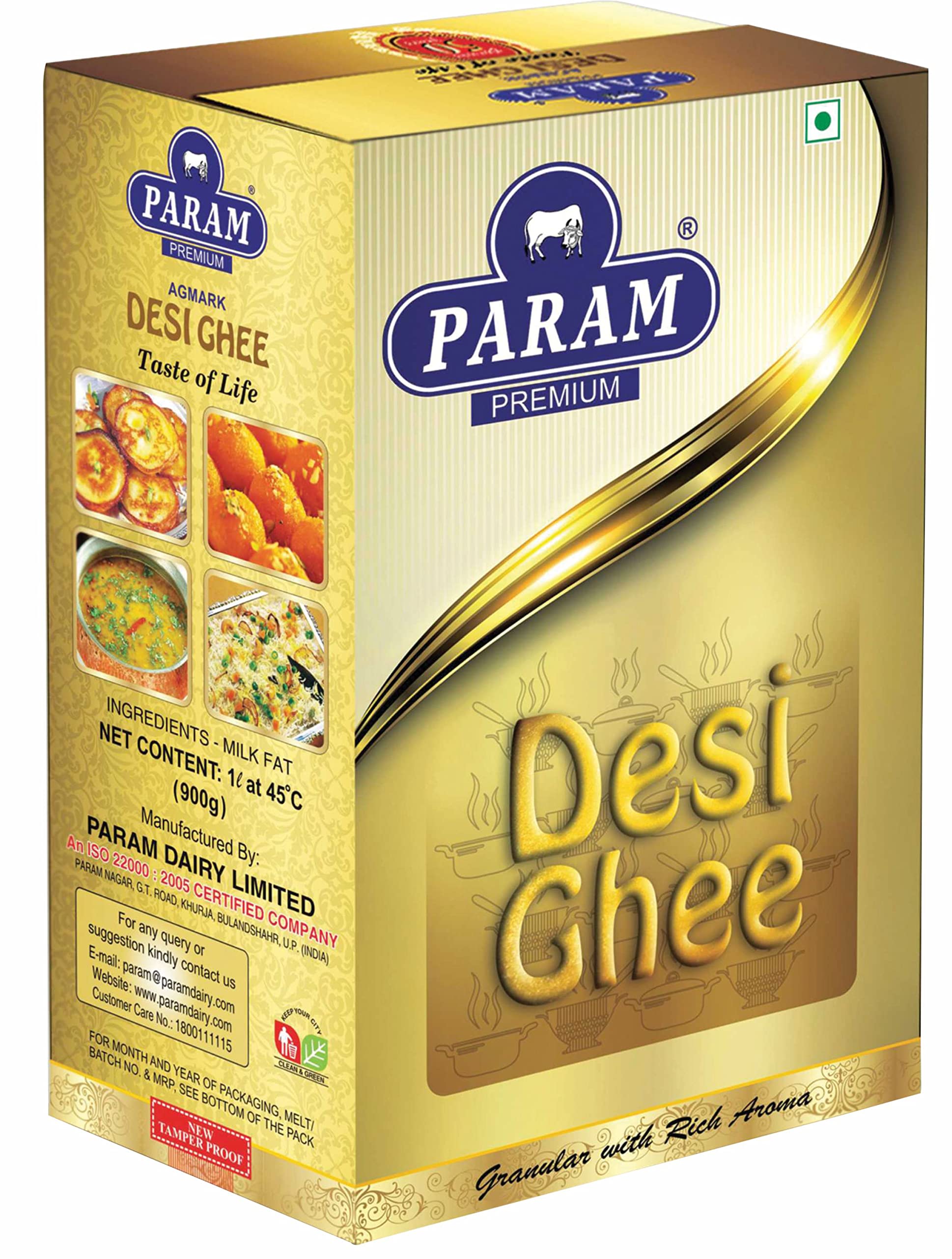 Param Premium Desi Ghee with Rich Aroma | 100% Pure and Natural Desi Ghee for Better Digestion & Immunity | 1 Litre Tetra Pack (Pack of 1)
