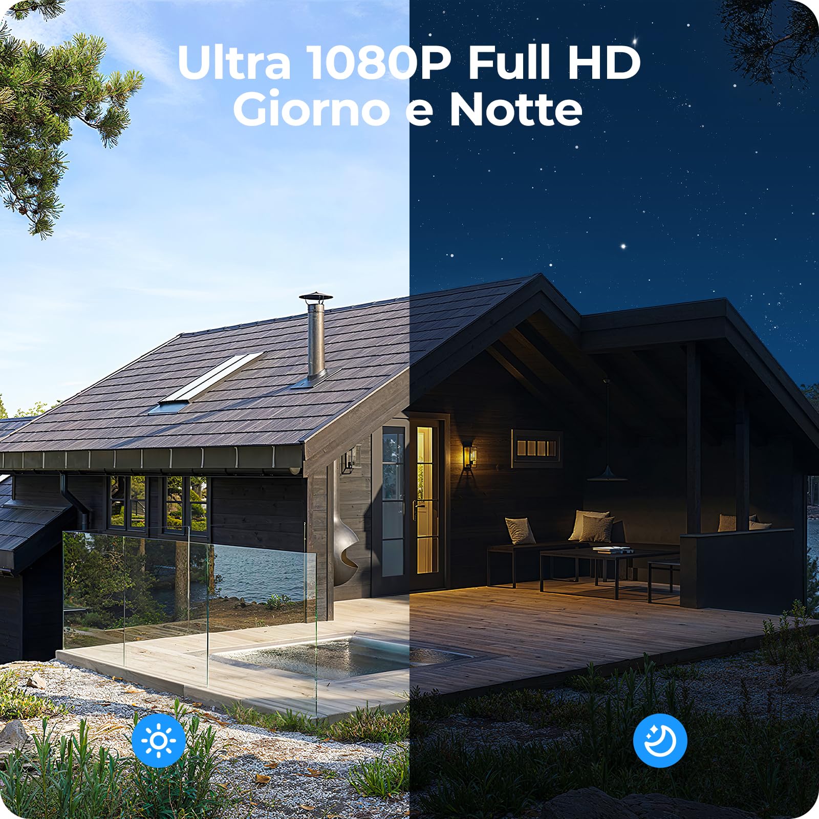 CAMCAMP kit videosorveglianza wifi telecamere da esterno videocamera sorveglianza, 360 gradi PTZ 16CH NVR con 500GB 2.4G& 5G wi-fi Vision Nocturne Couleur, AI Détection de Personne Enregistrement 24/7
