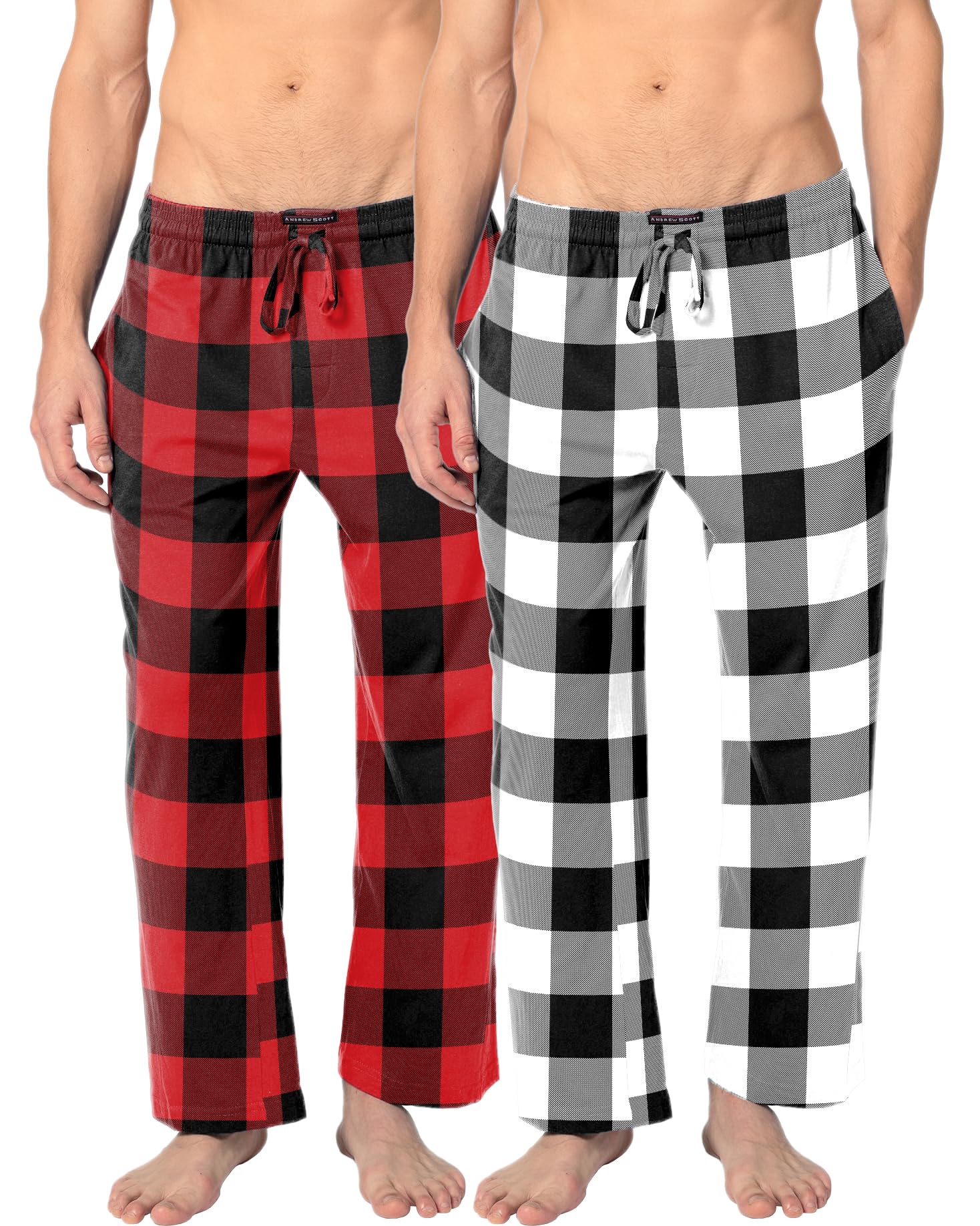 Andrew ScottMen's Cotton Super Soft Flannel Plaid Pajama Pants- 2 Pack