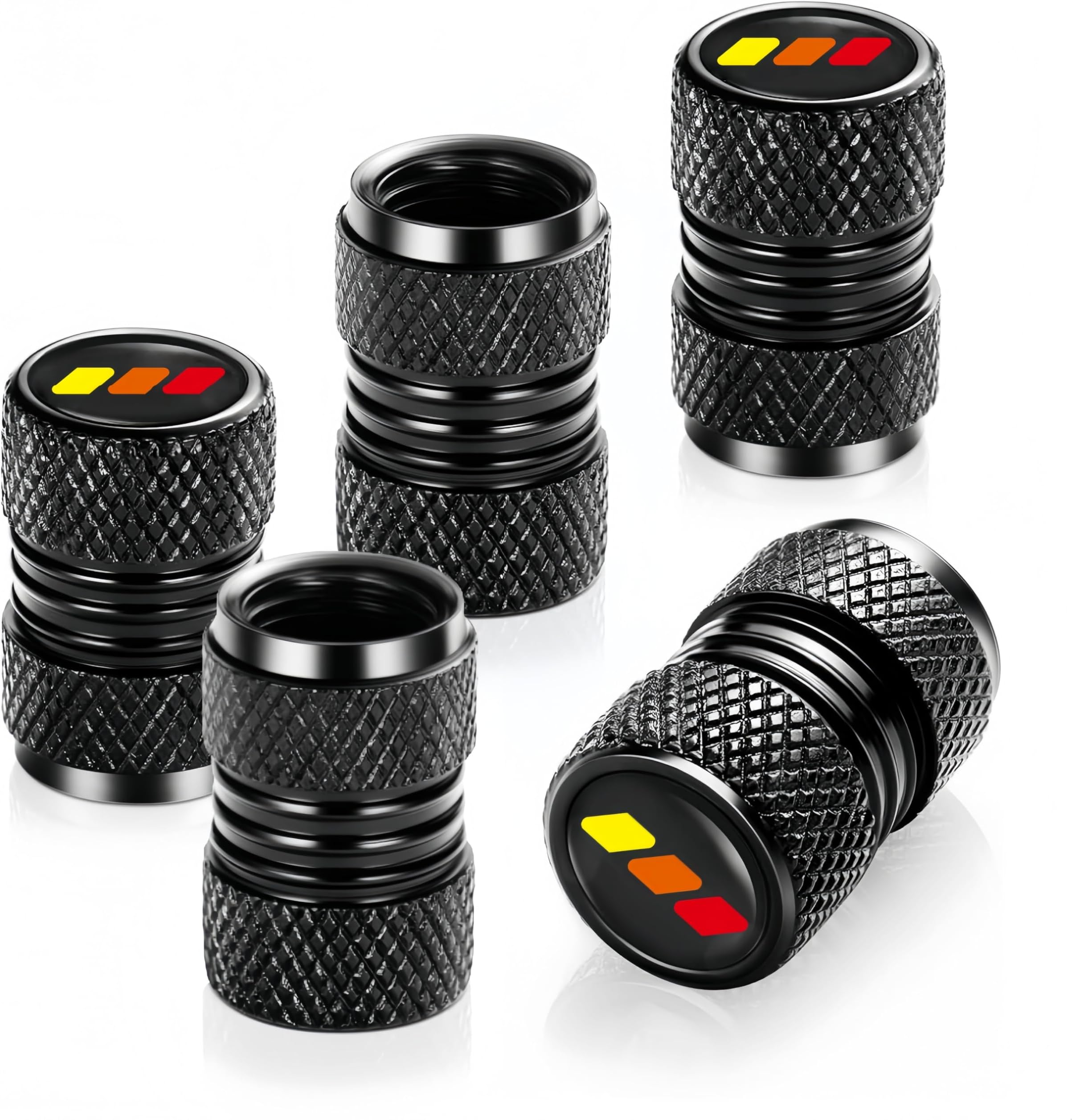 5Pcs Tri-Color Aluminum Alloy Car Tire Valve Stem Caps Cover fit for Toyota Tacoma 4Runner Tundra Rav4 Highlander Accessories for Men Women (Round Roy)