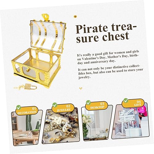 Miniatura 3 de IMIKEYA Cofre del tesoro pirata para niños y niñas, juguetes para niños, joyas para niñas, joyería para niñas, joyería para niñas, accesorios de