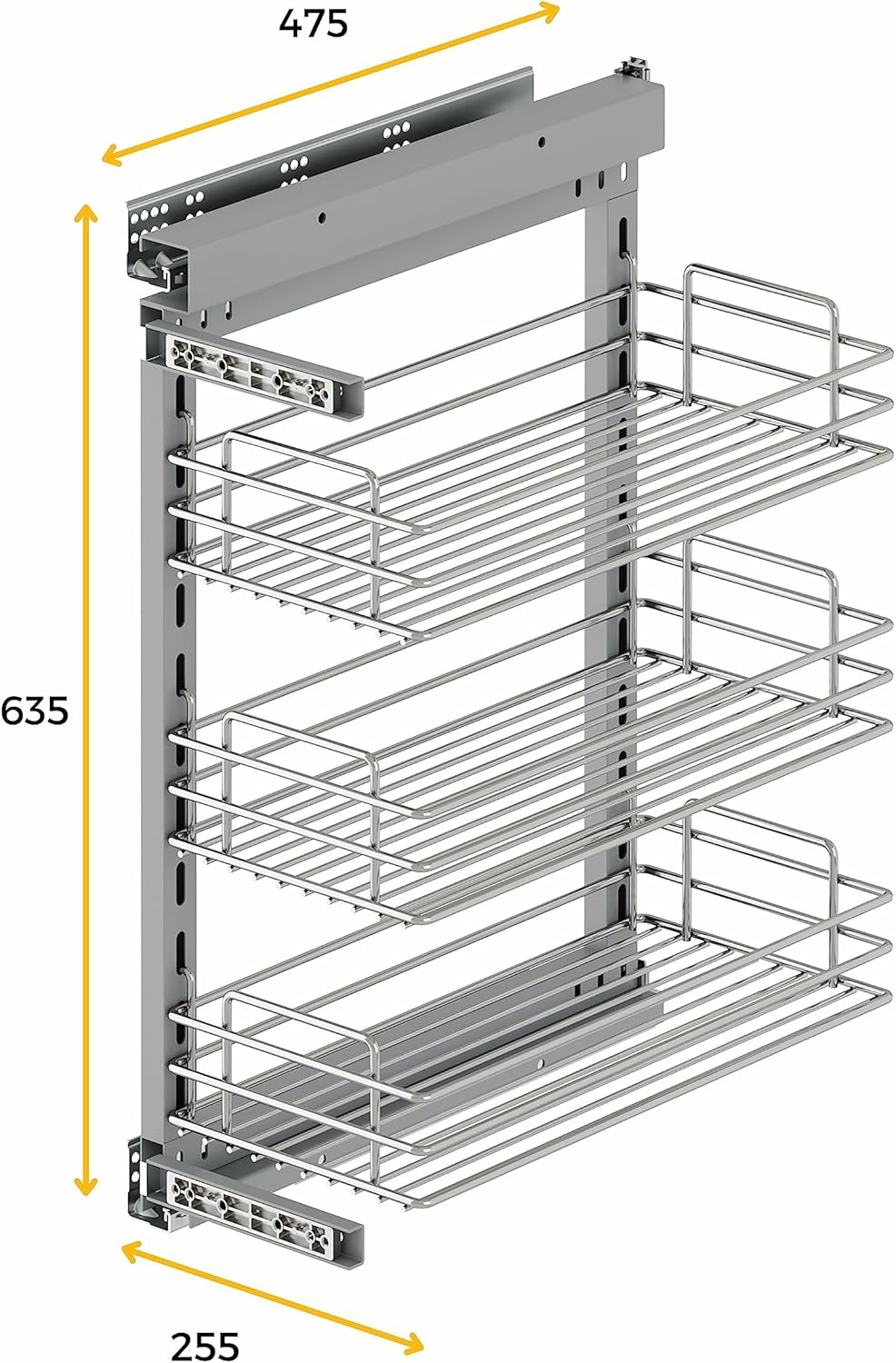 Emuca - Pull-out trolley with soft close, 300, Chrome plated, Steel