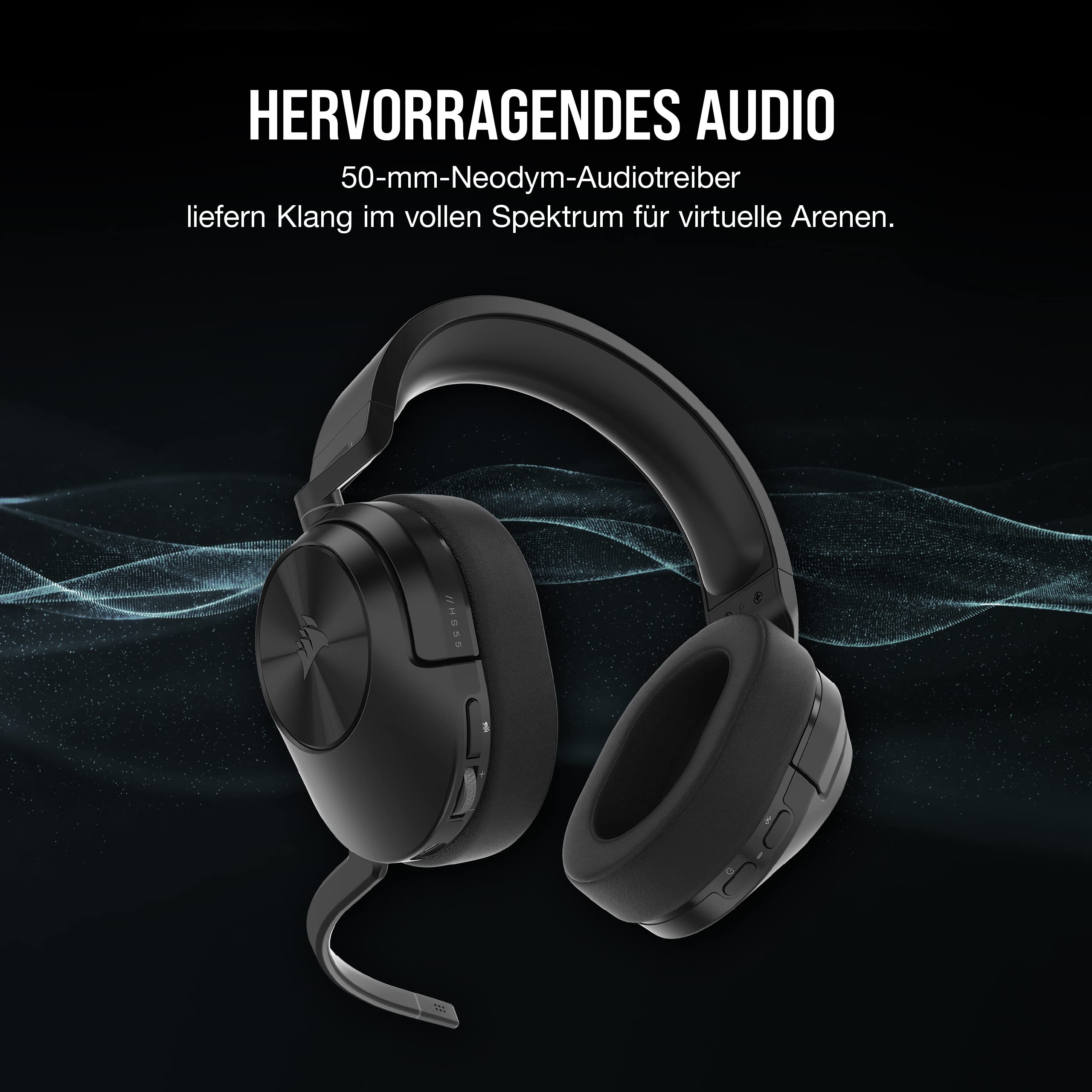 Corsair HS55 Wireless CORE Gaming Headset - Omnidirektionales Mikrofon - Neodym-Treiber - 50 ft Reichweite - iCUE - PC, PS4, Nintendo Switch - Carbon