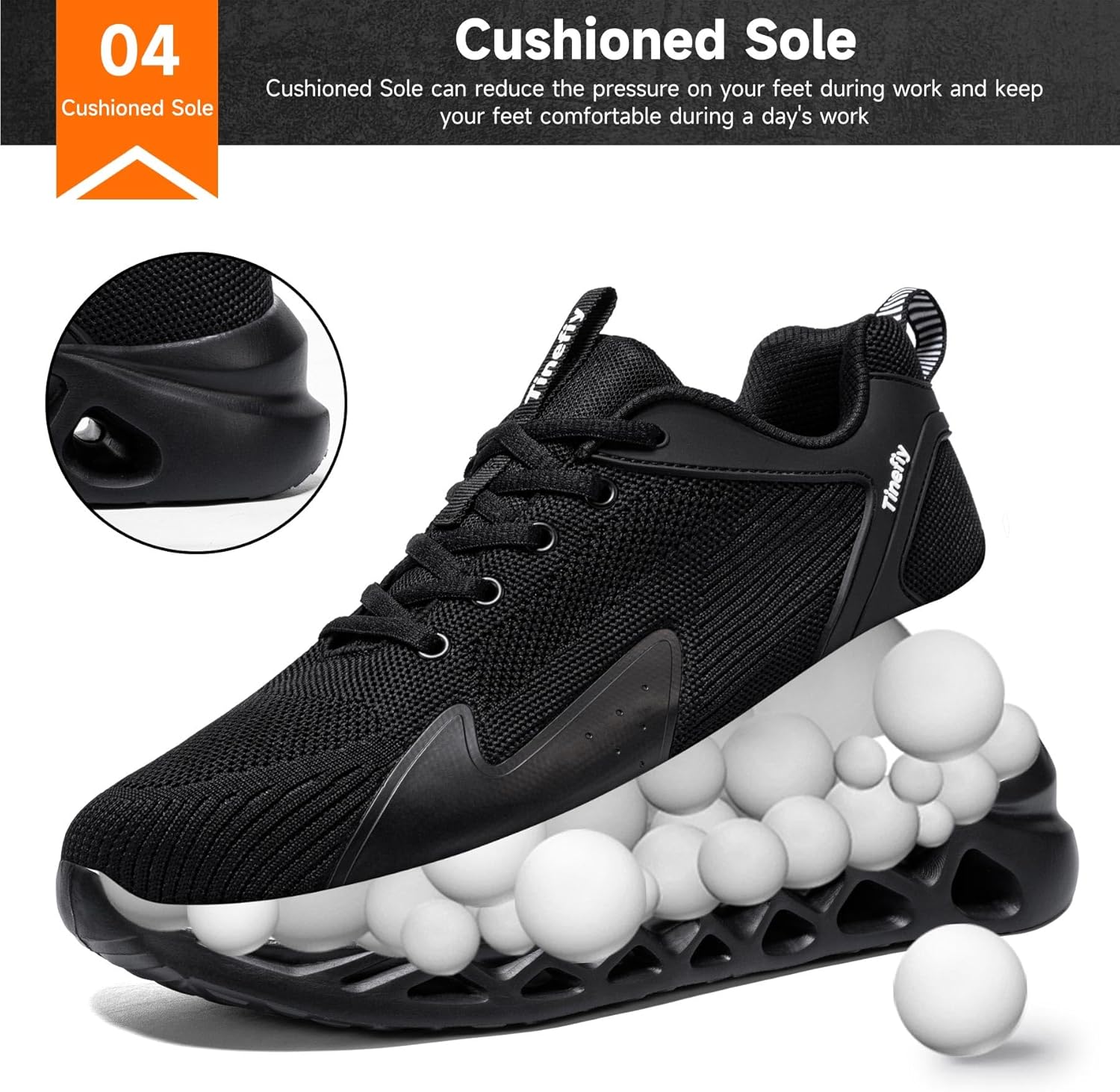 Tinefiy Steel Toe Shoes for Women Lightweight Comfortable Slip Resistant Safety Sneakers Indestructible Shoe - Image 5