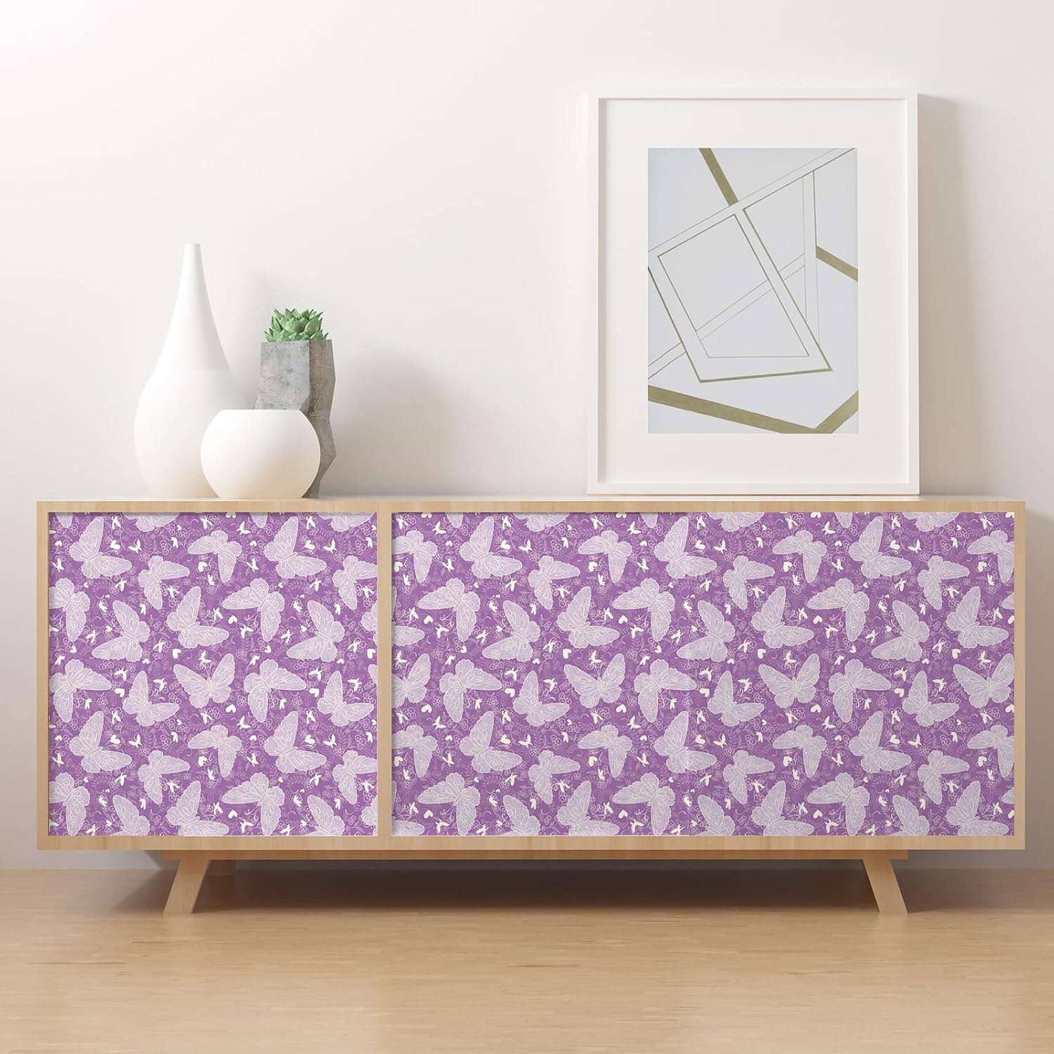 Purple Butterfly Floral Wallpaper Peel and Stick Romantic Elegant Violet Wallpaper for Bedroom Girls Room Decorative Butterfly Contact Paper for Cabinet 12"x118" Self Adhesive Wall Paper