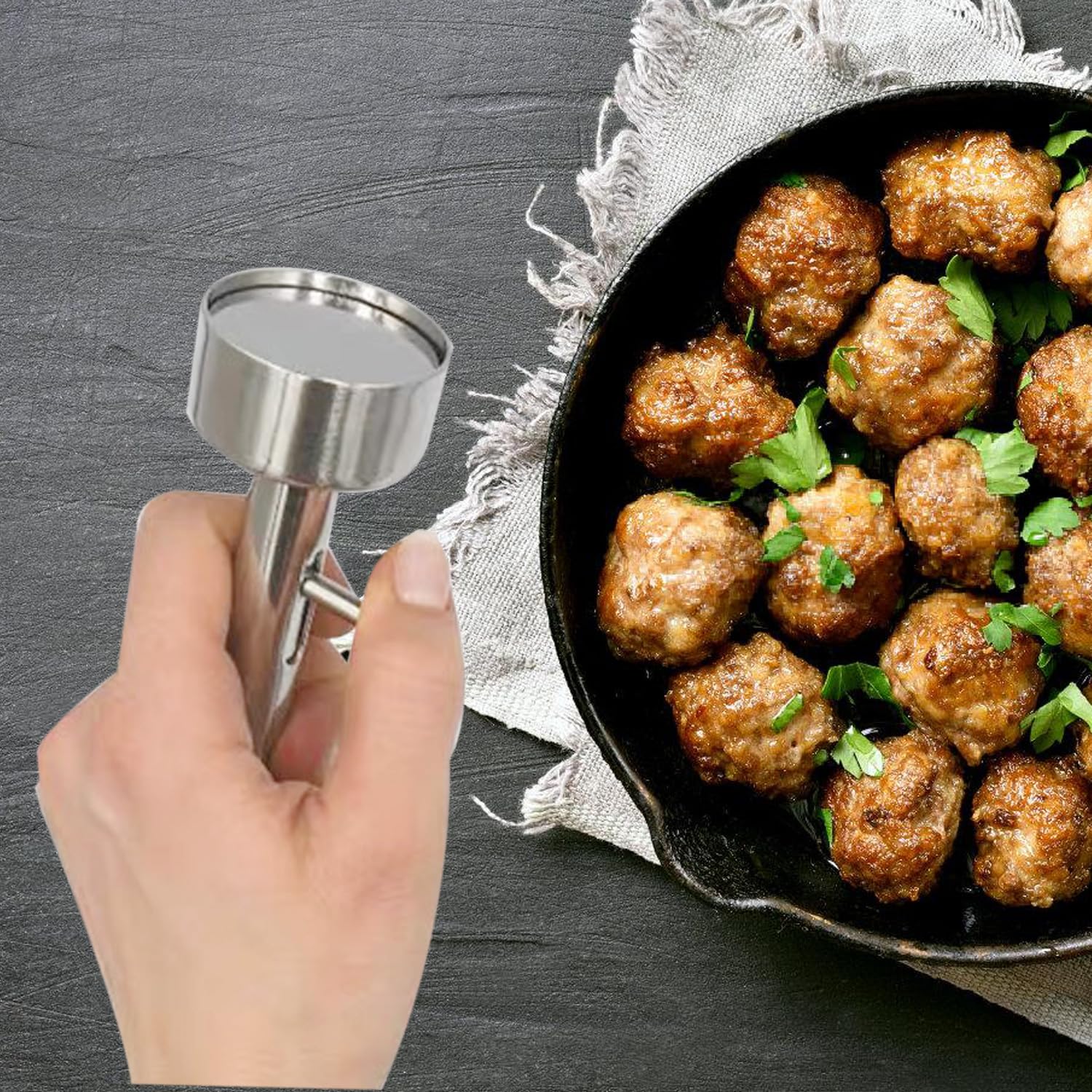 Porzionatore di Falafel, Stampo Falafel 4 cm, Paletta per Falafel, Cucchiaio Falafel in Acciaio Inossidabile per Deliziose Palline di Falafel e Polpette di Carne e Utensili da Cucina