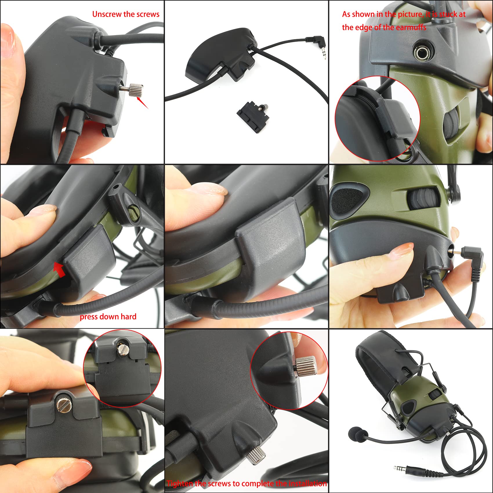 Microfono e PTT per cuffie Howard Leight Impact Sport con cancellazione del rumore Airsoft (Tan)
