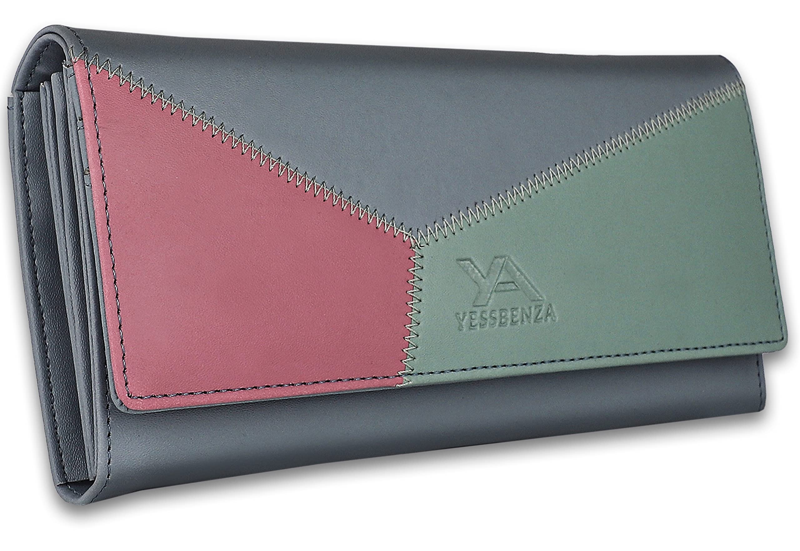 yessbenza Women's and Girls Synthetics Faux Leather Fancy Handbags Wallet Purses Clutch 6 Multiples Cards Slots (YKFC-309GREY)-picture-19