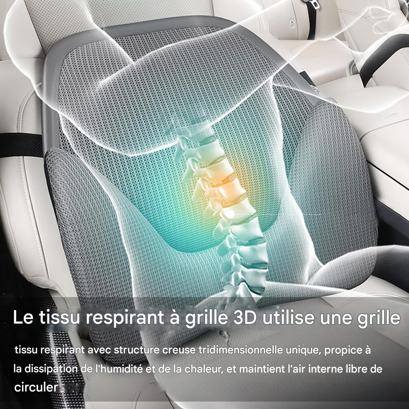 Cuscino di supporto lombare per auto, cuscino in schiuma di memoria traspirante | cuscino di supporto lombare in schiuma di memoria per poltrona - per riposo del corpo auto aereo ufficio sonno Chai