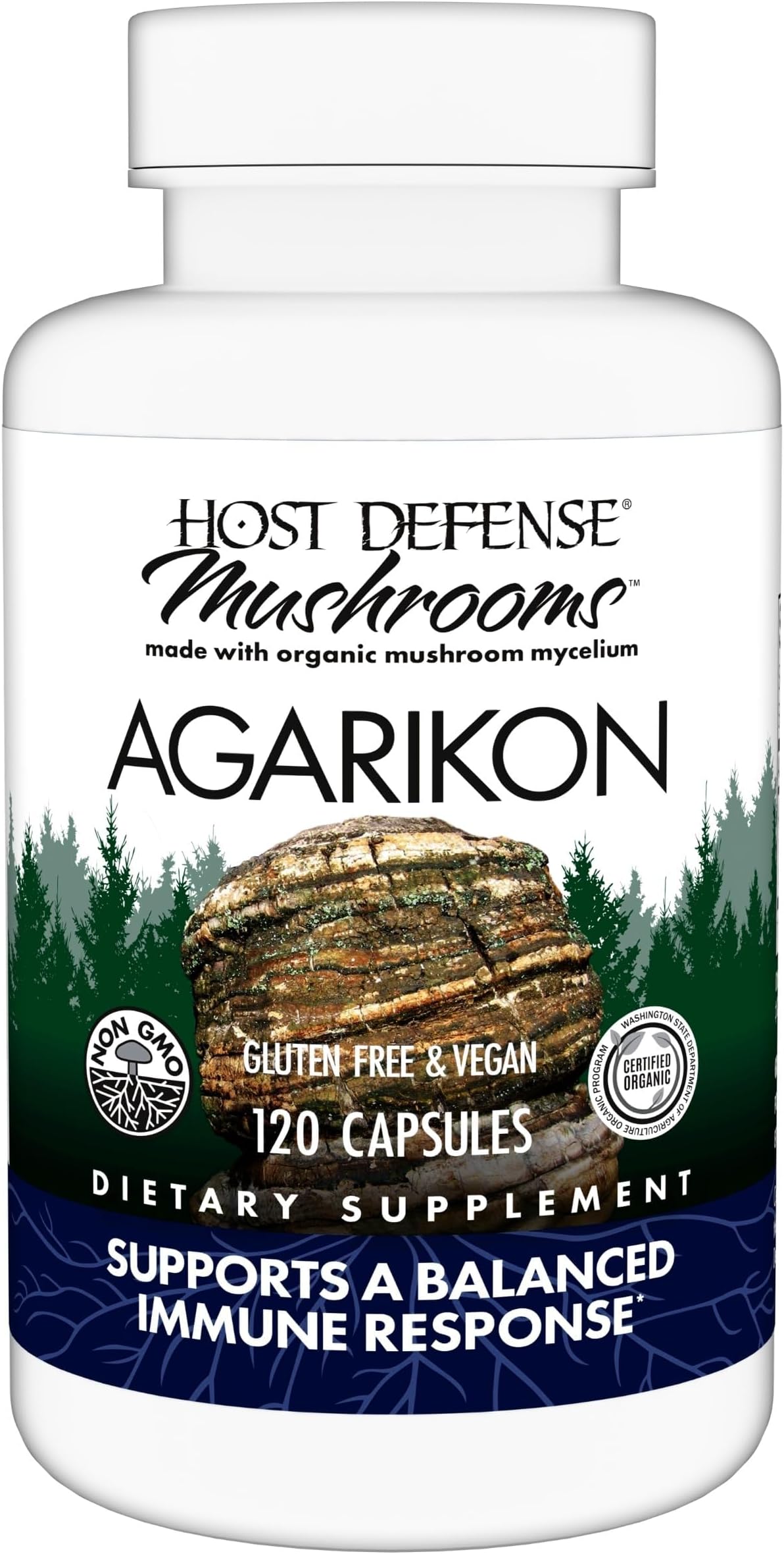 Host Defense Agarikon Capsules - Immune System Support Supplement - Mushroom Supplement to Aid Immune Functions & Cell Strength - Herbal Dietary Supplement - 120 Capsules (120 Servings)*