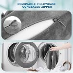 Cirorld Oreiller de voyage gonflable pour avions, Oreil de voyage compact avec masque à yeux et bouchons d'oreilles, oreillers de voyage de soutien de cou léger pour vol long, voyage sur route, gris