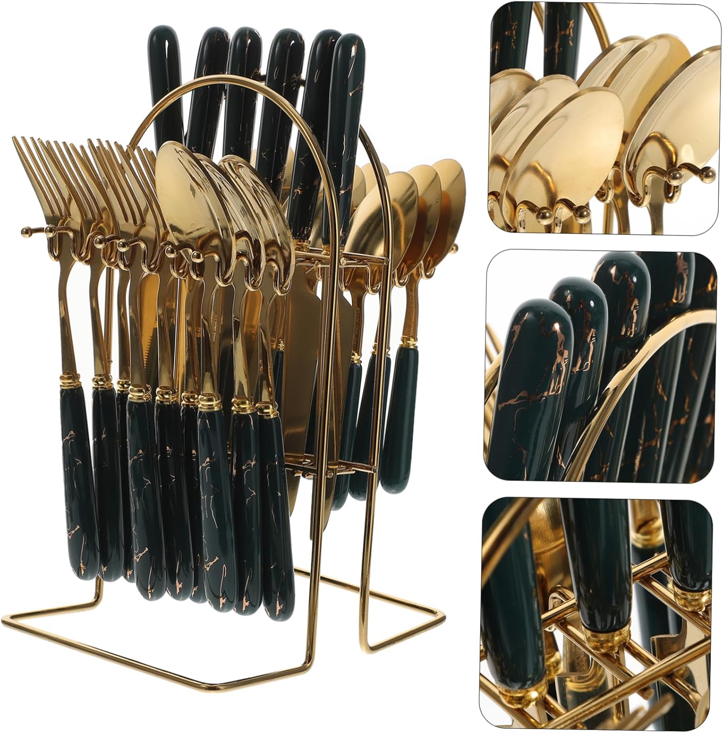 Elegant Ceramic Handle Stainless Steel Cutlery Fork Spoon Knife Set -piece Steak Fork Spoon Kit Kitchen Supplies