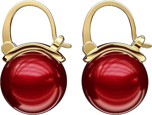 Lova Jewelry Aretes tipo dormilona de perlas en tono dorado para mujer, ideales para novia, trabajo, fiesta, vestido, vacaciones