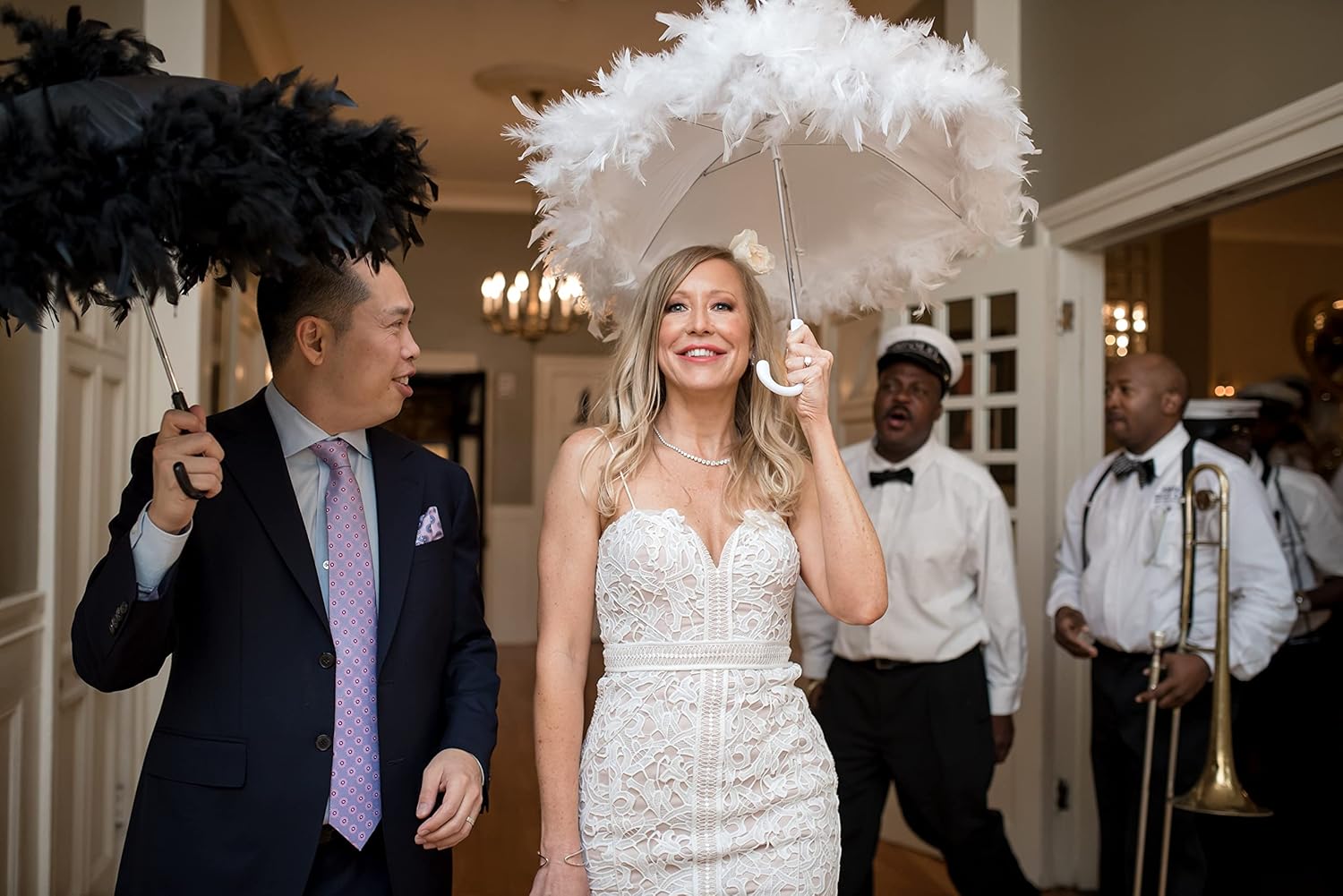 White Second Line Umbrella Parasol- New Orleans Wedding