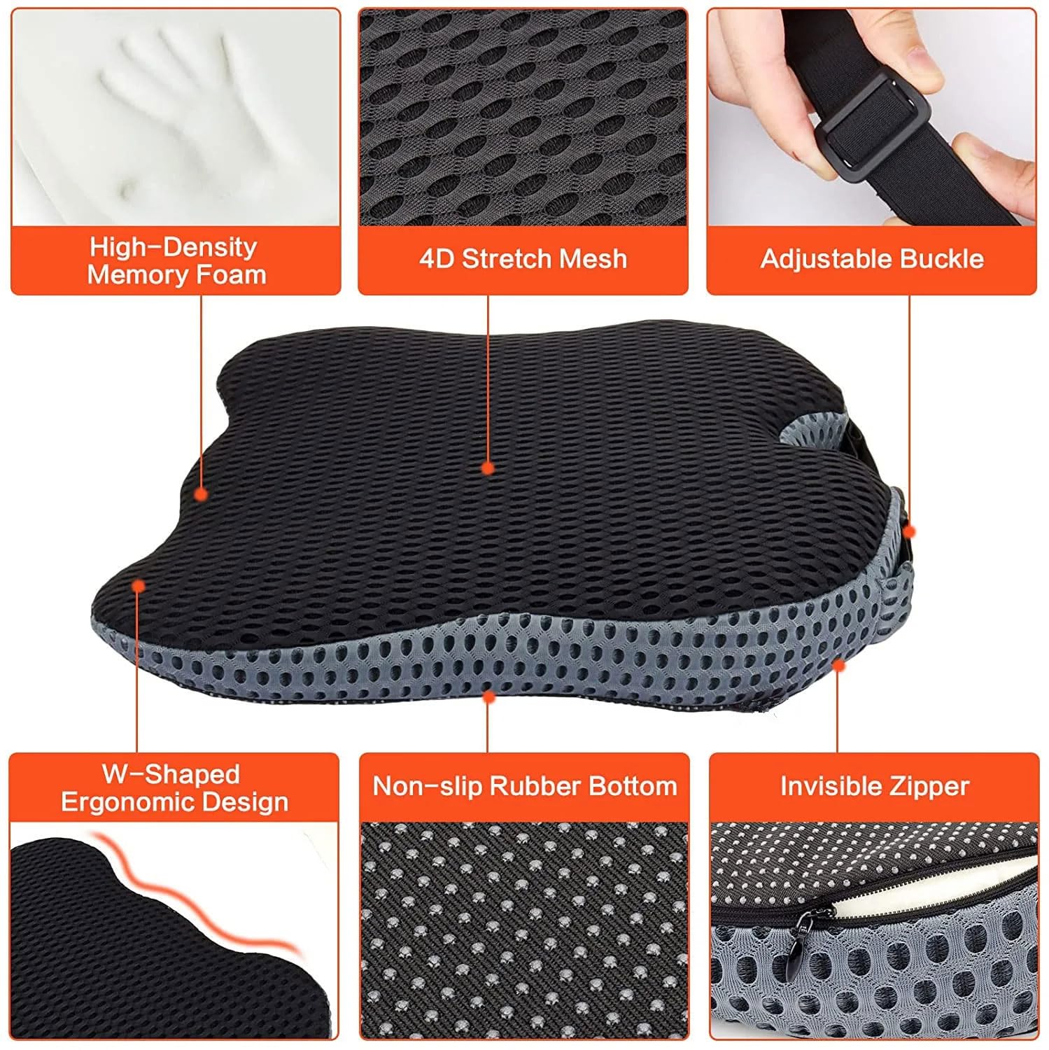 Cuscino per seggiolino Auto per Fiesta Ⅶ Hatchback 3/5door 2008-2017, Cuscino Sedile Auto Soft Confortevole Protezione Cuscino Interni Accessori,A Black
