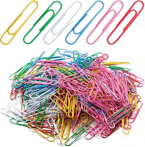 300 clips de papel grandes, clips de papel jumbo de 2 pulgadas, clips de papel de colores surtidos, ideales para oficina, escuela y uso personal
