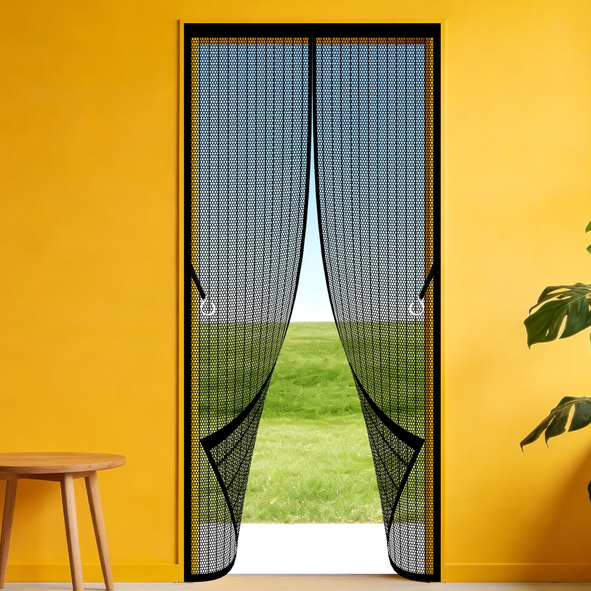 Magnetic Screen Fly Doors 106 x 275 cm Hands Free Closing Magnetic Fly Screen Door Curtains Keeps Bugs Out for Home, Bedroom, Living Room, Kitchen, Patio, Black
