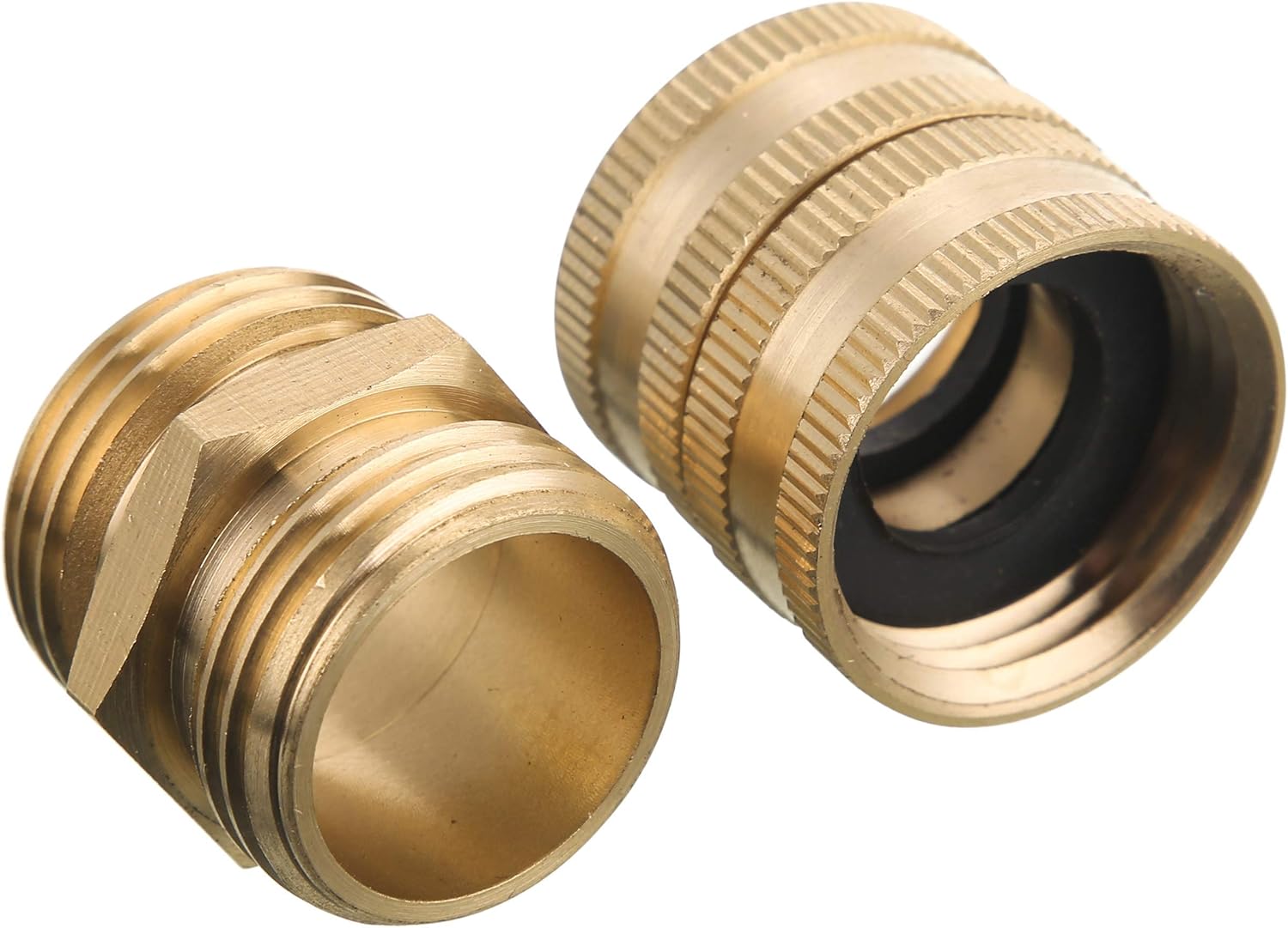 M MINGLE Garden Hose Adapter, Male to Male, Female to Female, 3/4 Inch Brass Connector, 3/4 Inch GHT to 3/4 Inch NPT Brass Connector