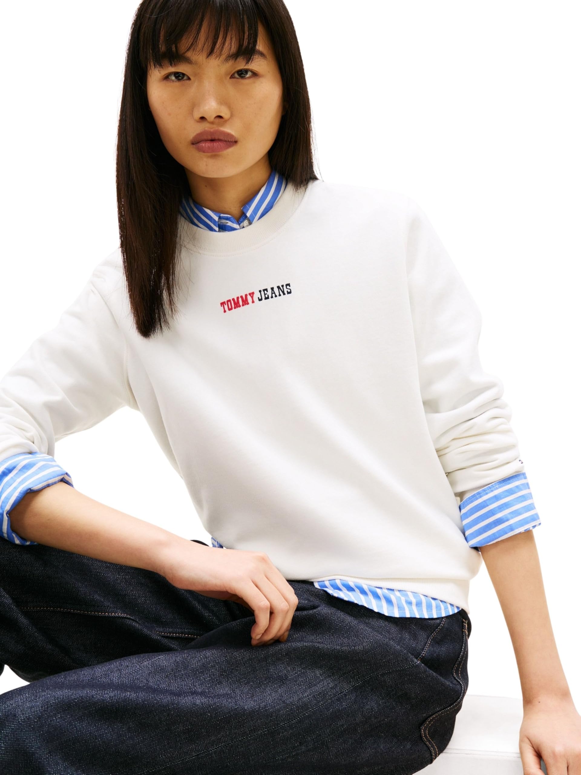 Tommy Jeans Tjw Reg ESS Logo 2 Crew Ext Dw0dw22362 Sudadera sin Botones Mujer (Pack de 1)