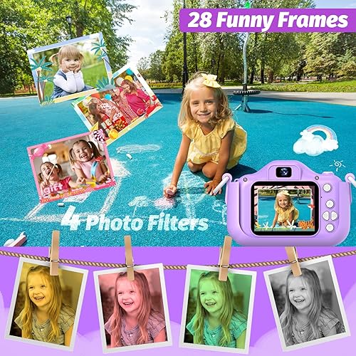 Miniatura 4 de Goopow - Juguetes de cámara selfie para niños y niñas de 3 a 9 años, cámara de video digital con funda protectora, regalos de festival, cumpleaños