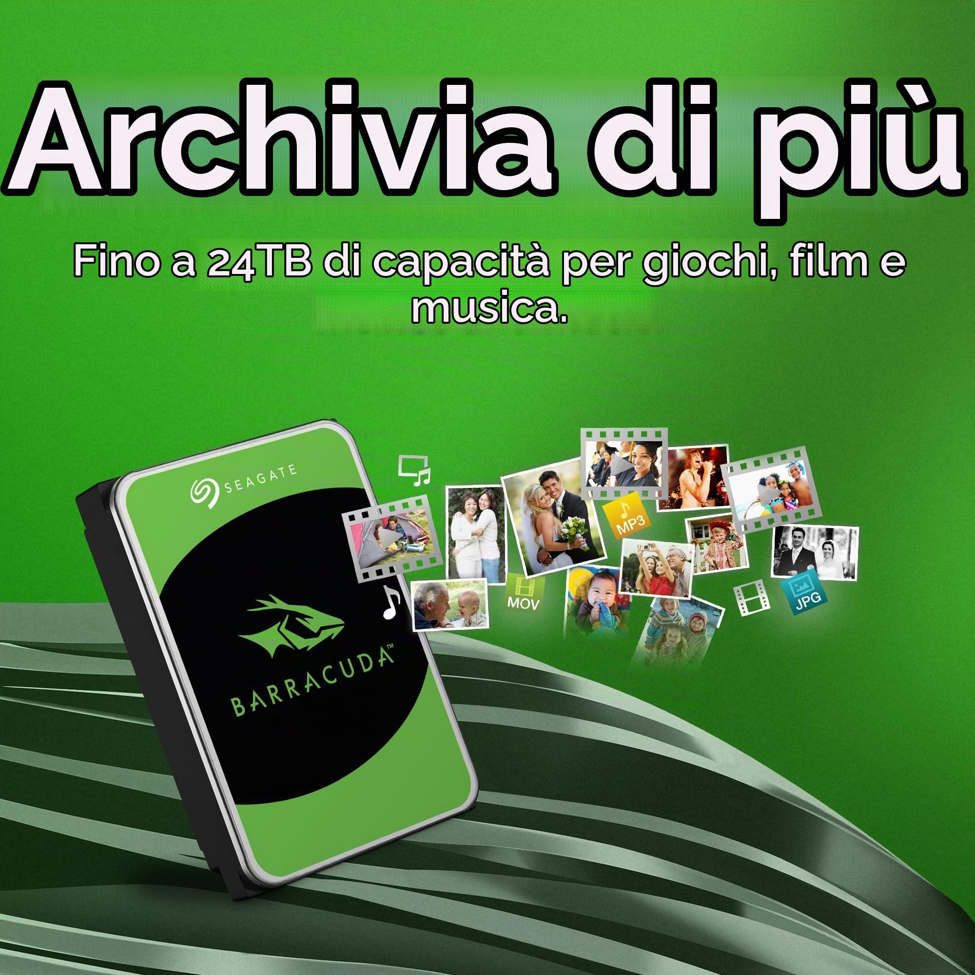 Seagate Barracuda 24TB Internal Hard Drive, 7200 U/Min, 512MB Cache, SATA 6Gb/s, 3.5" (ST24000DM001)