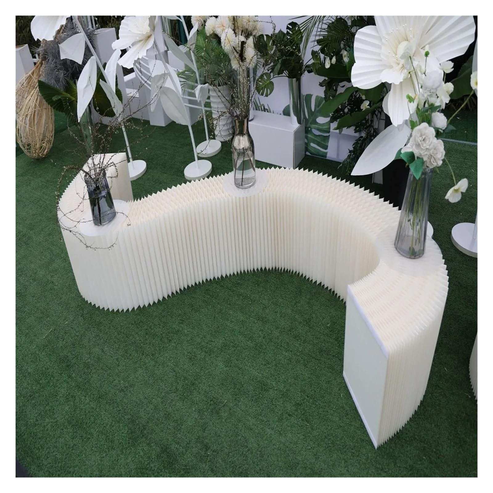 Columnas de Papel Plegables Soporte de exhibición plegable versátil de papel, mesa de exhibición de postres de flores, soporte de guía curva de plataforma, diseño de escena de fiesta, decoración de bo