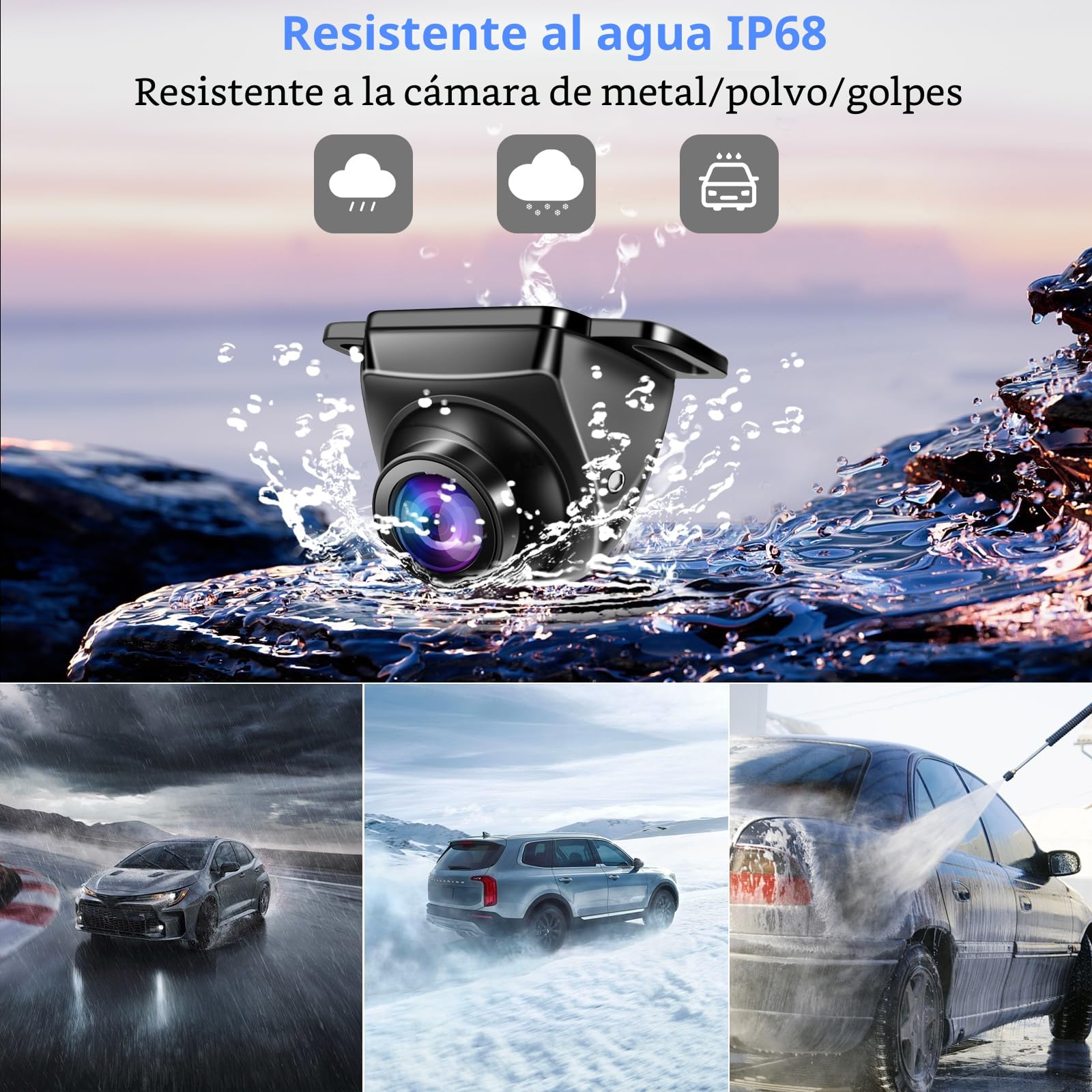 OBEST Camara Marcha Atrás Coche 1080P, AHD Cámara Visión Trasera/Lateral Visión Nocturna, Camara Aparcamiento Coche Metal Rotar 360° Gran Angular 170°, para SUV Furgoneta Camion Universal 12-24V
