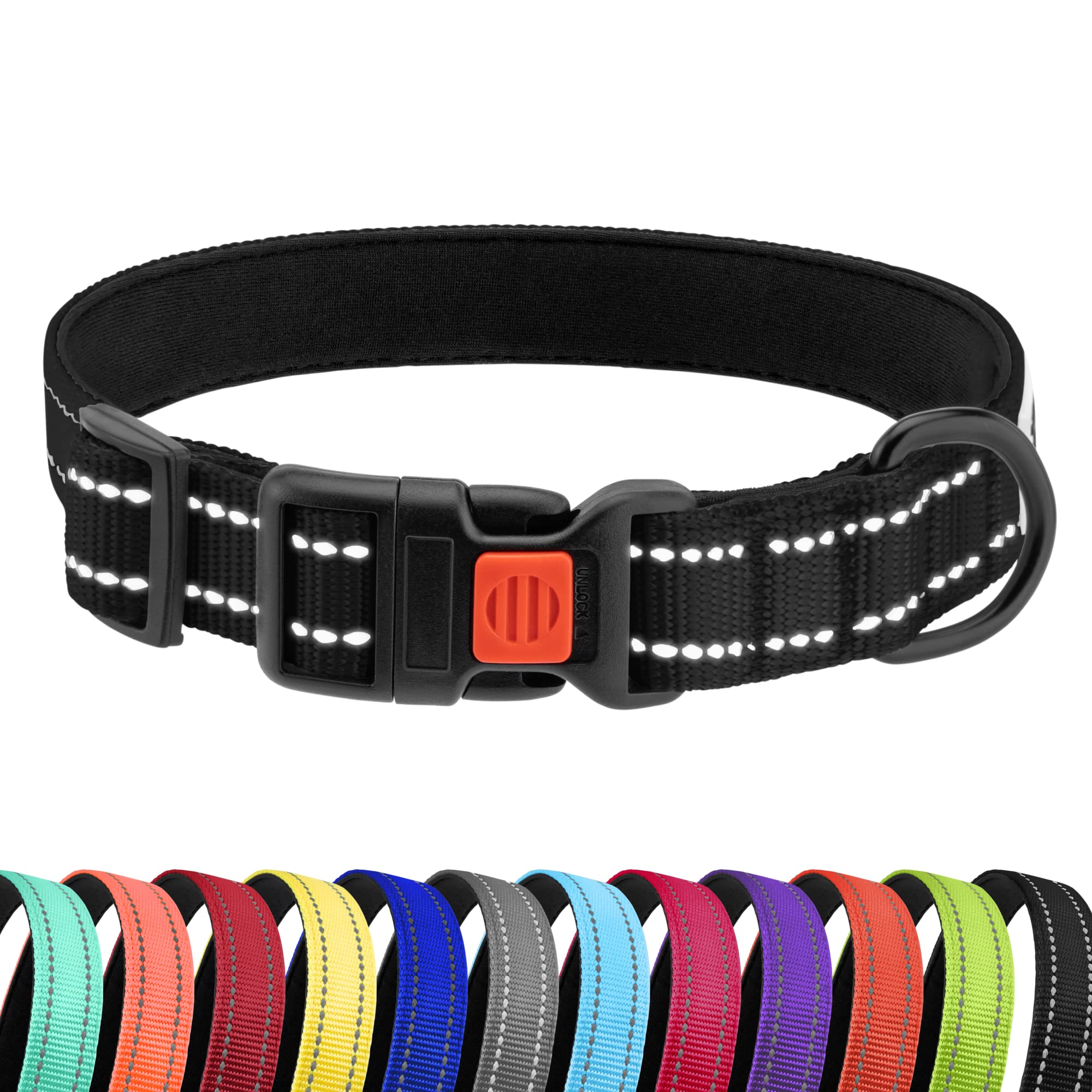 CollarDirect Reflective Padded Dog Collar for a Small, Medium, Large