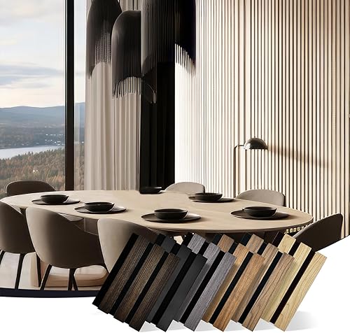 Miniatura 14 de Paquete de 4 paneles de madera para pared, paneles acústicos de listones de madera de 106.3 x 11 pulgadas para pared, paneles insonorizados, paneles