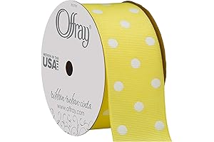 Offray 1.5" Wide Yellow Ribbon with Polka Dots