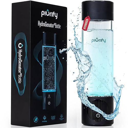 Botella de agua de hidrógeno, color negro. Vaso corporal de grado alimenticio tecnología SpePEM, genera una concentración rica en hidrógeno puro de