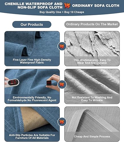 Miniatura 5 de Beacon Pet Funda de sofá para perro de 3 plazas, funda impermeable para sofá en forma de L (azul marino, 71 x 118 pulgadas)