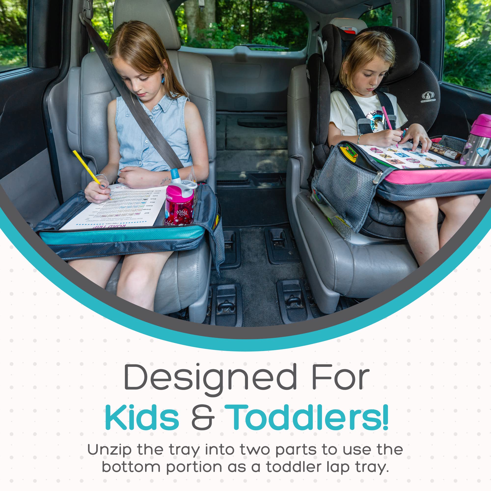 BE Family Travel taca podróżna na fotel samochodowy, akcesoria samochodowe dla dzieci, taca na przekąski do fotelika samochodowego, niezbędne akcesoria podróżne dla dzieci, taca na kolana dla malucha