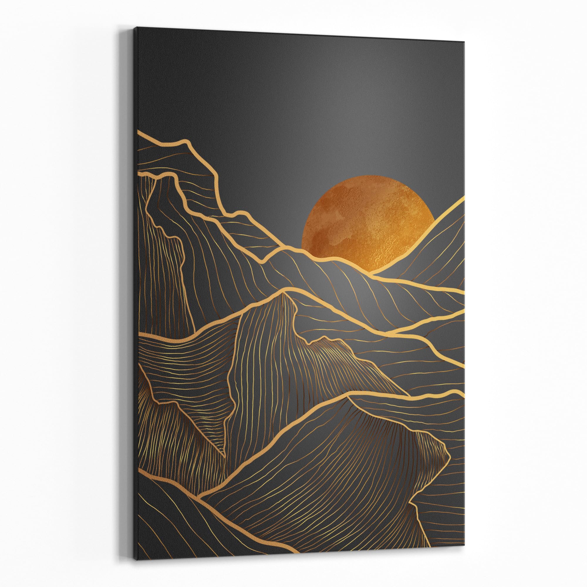 DEQORI Lavagna magnetica con stampa UV, motivo "linee dorate", design rettangolare, 40 x 60 cm, lavagna metallica scrivibile, decorazione da parete per cucina, corridoio, cameretta dei bambini e
