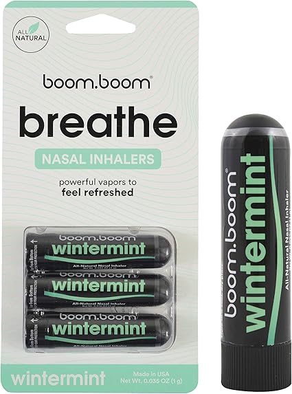 Amazon Com Aromatherapy Nasal Stick 3 Pack By Boomboom Enhances Breathing Boosts Focus Breathe Vapor Stick Provides Fresh Cooling Sensation Made With Essential Oils Menthol Wintermint Health Household