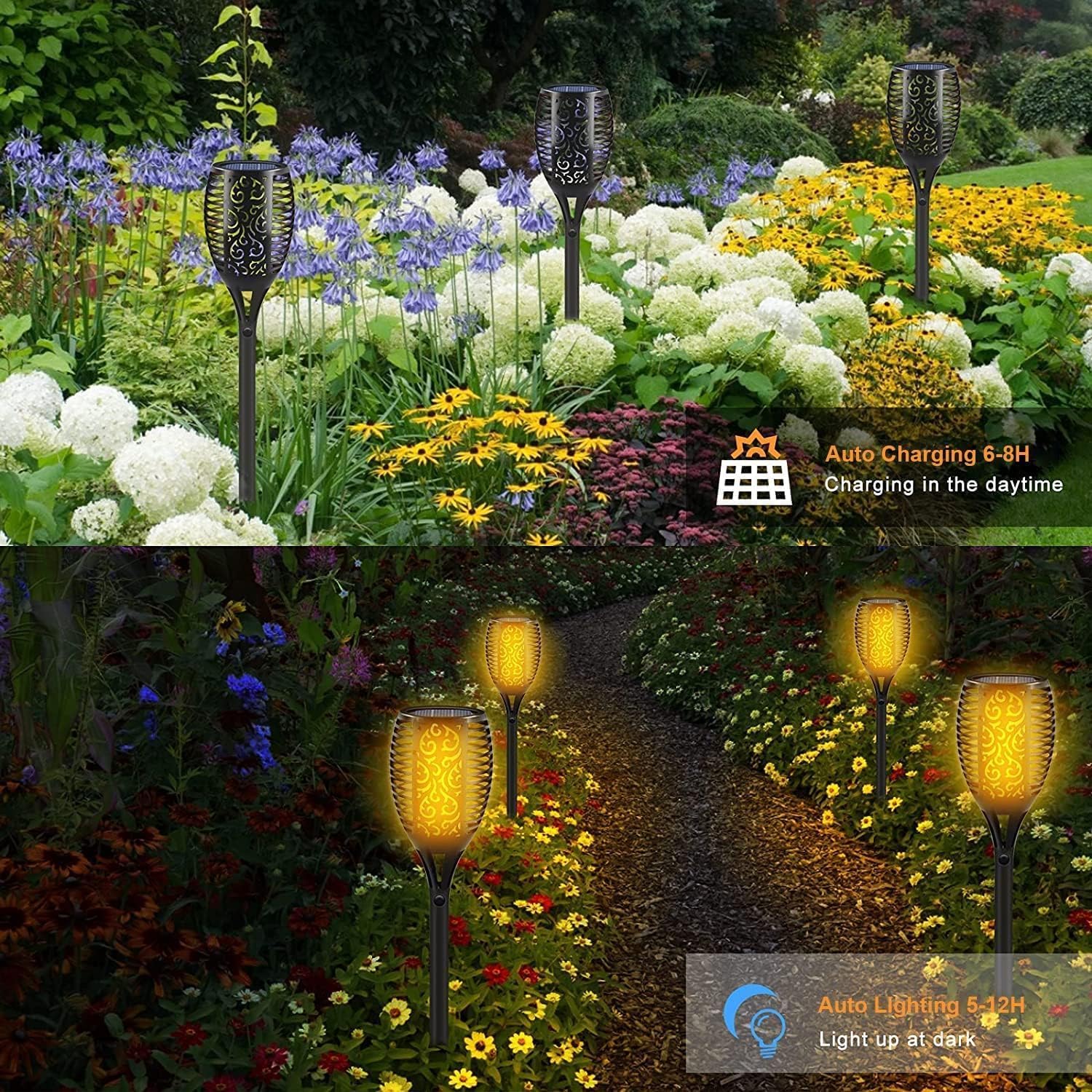 Torcia Solare A LED Con Fiamme Per Esterni Nera 3000K 7hSevenOn Outdoor - Foto 9